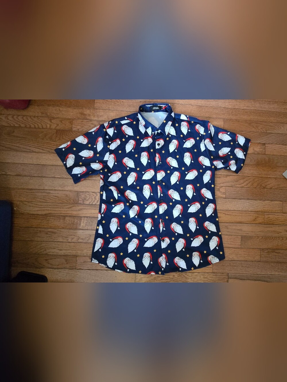 Jogal Summer Casual Santa Button Down Short Sleeve Shirt Large
